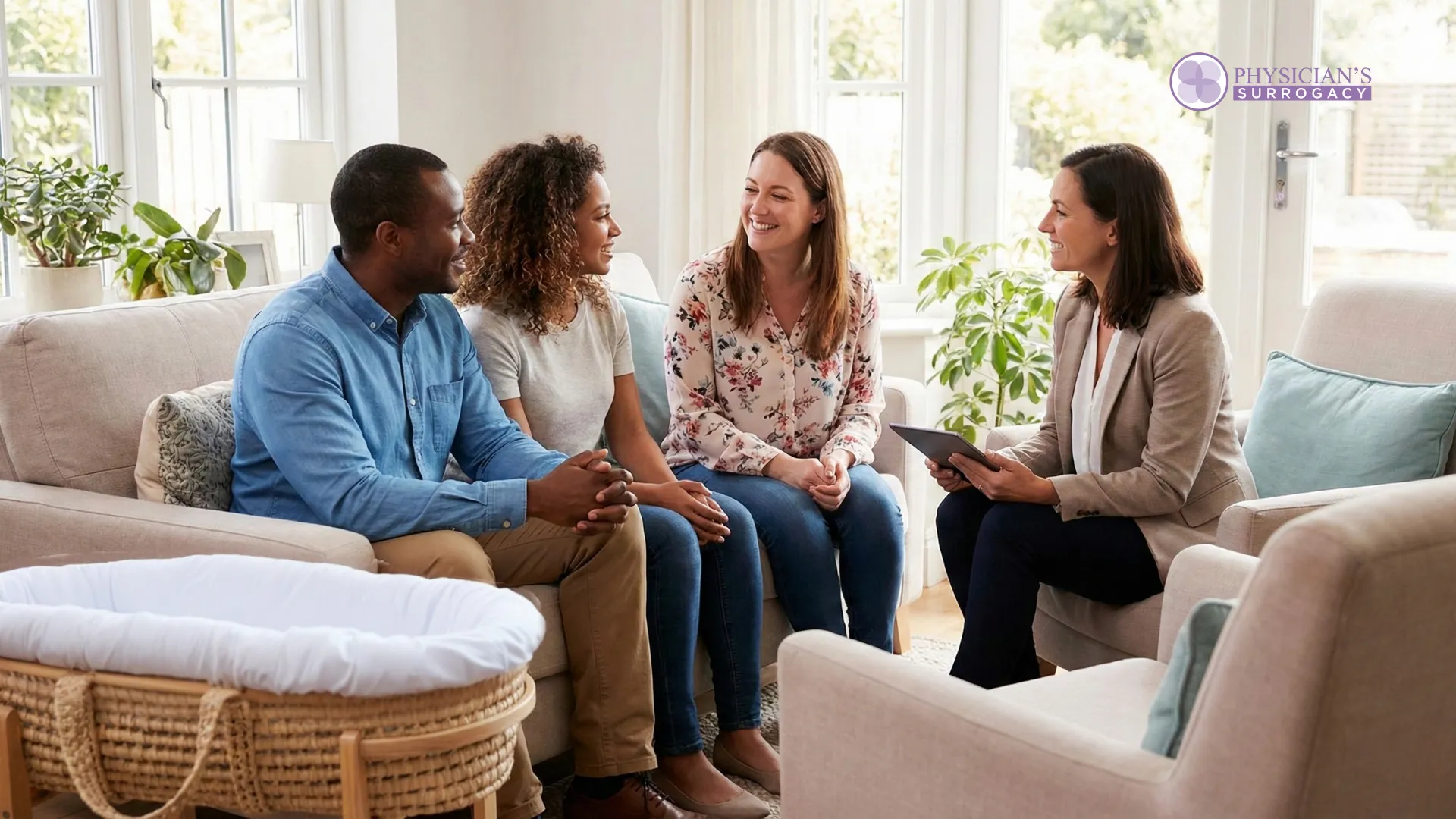 intended parents talking with a surrogate and doctor about the surrogacy process
