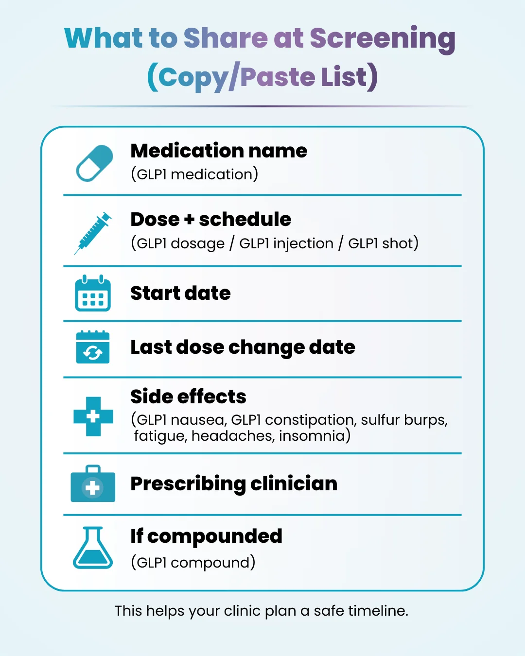 physicians surrogacy - glp1 and surrogacy - screening checklist